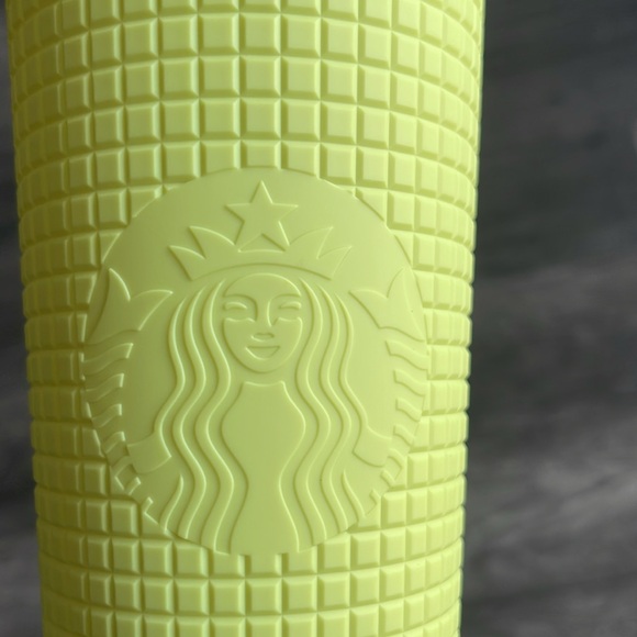 NWT Starbucks Meadow Yellow Grid Soft-Touch Cold Cup Tumbler with Straw (24 oz) - Picture 5 of 6